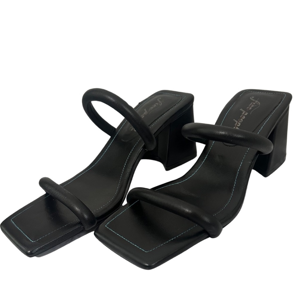 Free People Parker Double Strap Block Heel Sandals size 38.5 Black New